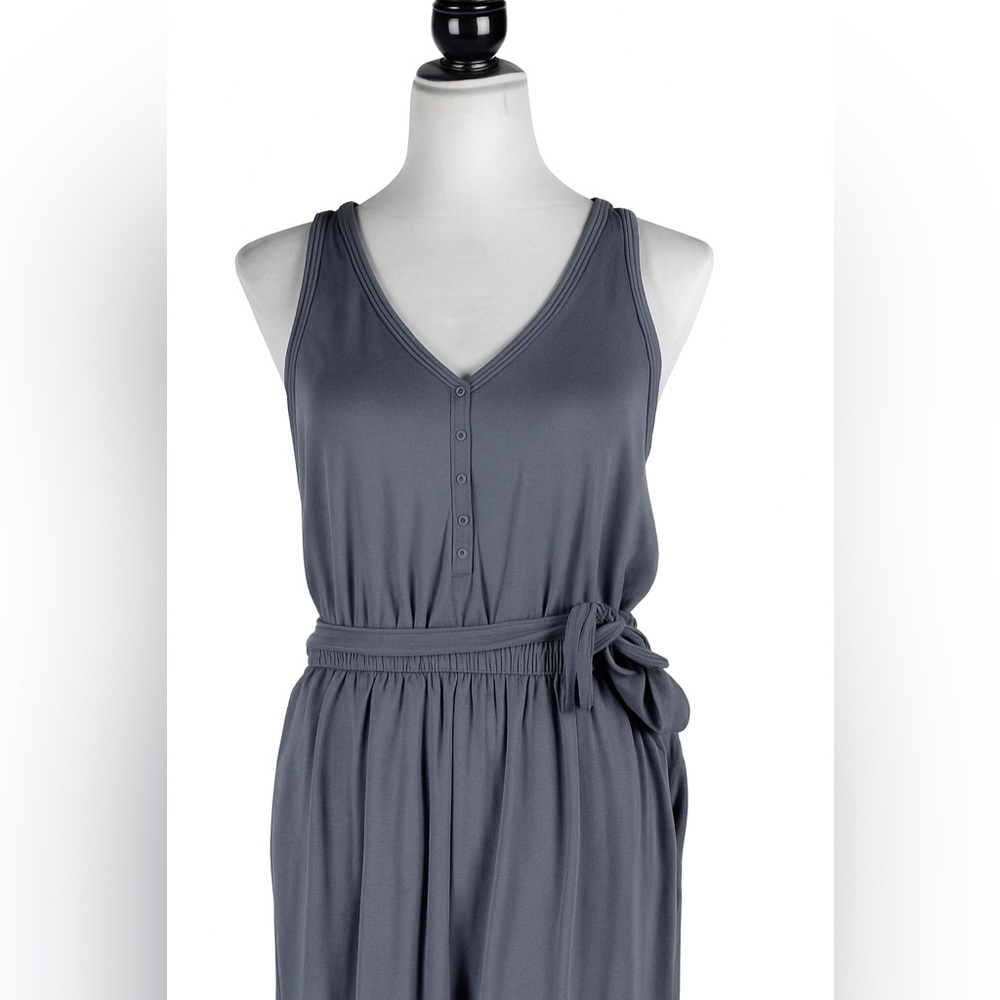 Abercrombie & Fitch Sleeveless Button-Front Tie Waist Jumpsuit Women’s XL - Picture 6 of 14